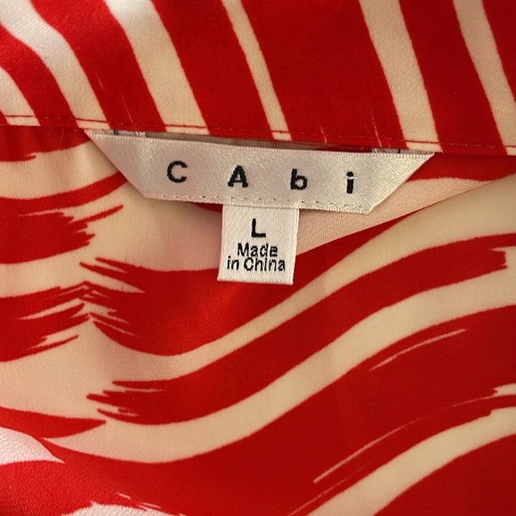 Cabi Brushtroke Pleated Red White Drop Waist Sleeveless Dress size L - Picture 4 of 7